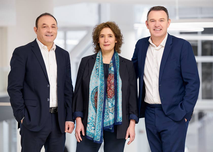The Dorsch Global Executive Board: CEO Ayman Haikal, COO Tanja Baur, CFO Jon Grady. 